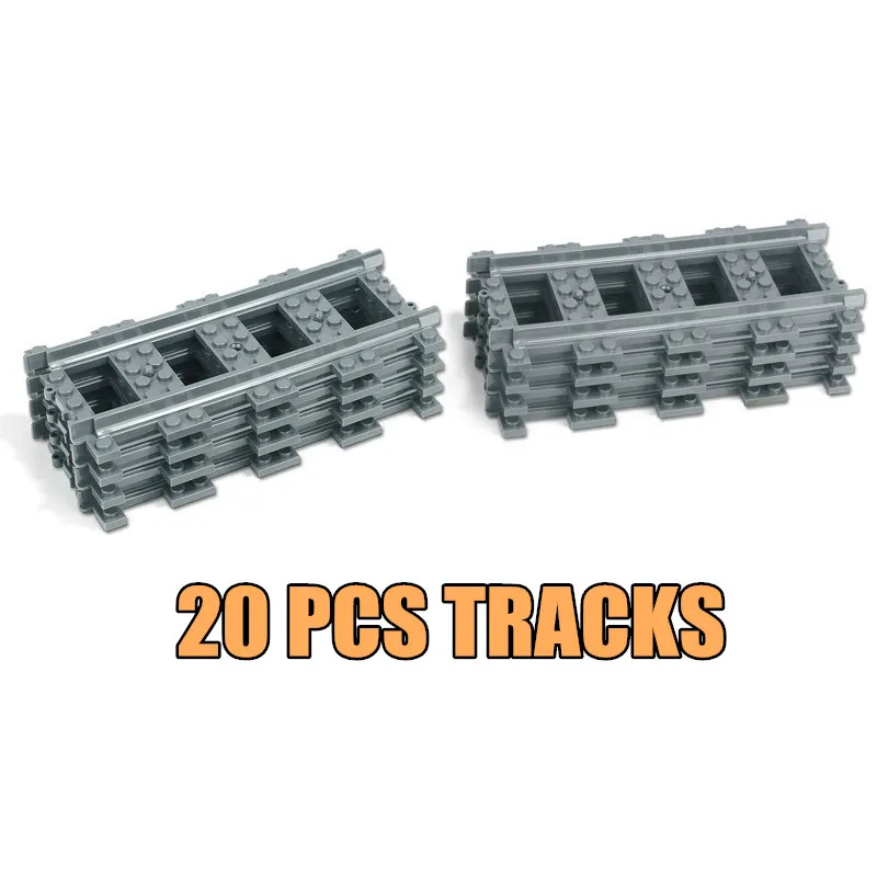 Straight-Track-20pcs Радиоуправляемый моторный двигатель с функцией питания, с принтом неба, поезд, модель, строительные блоки, кирпичи, игрушки для мальчиков, подарок на день рождения - Цвет: Straight-Track-20pcs