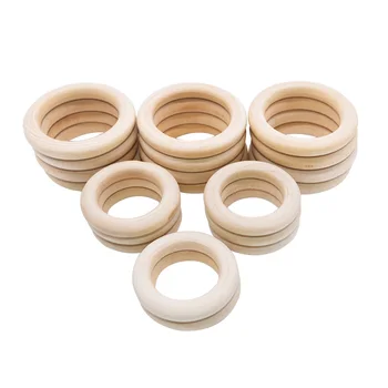 

5Pcs Wooden Baby Teething Rings Infant Teether Toy Tooth Care DIY Craft Wood Ring Toy Accessories Bracelet Making