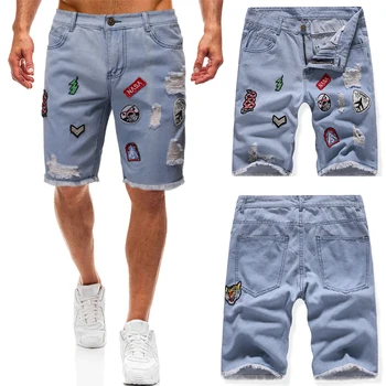 

Summer New Men Business Denim Shorts Fashion Casual Stretch Slim Blue Short Jeans Male