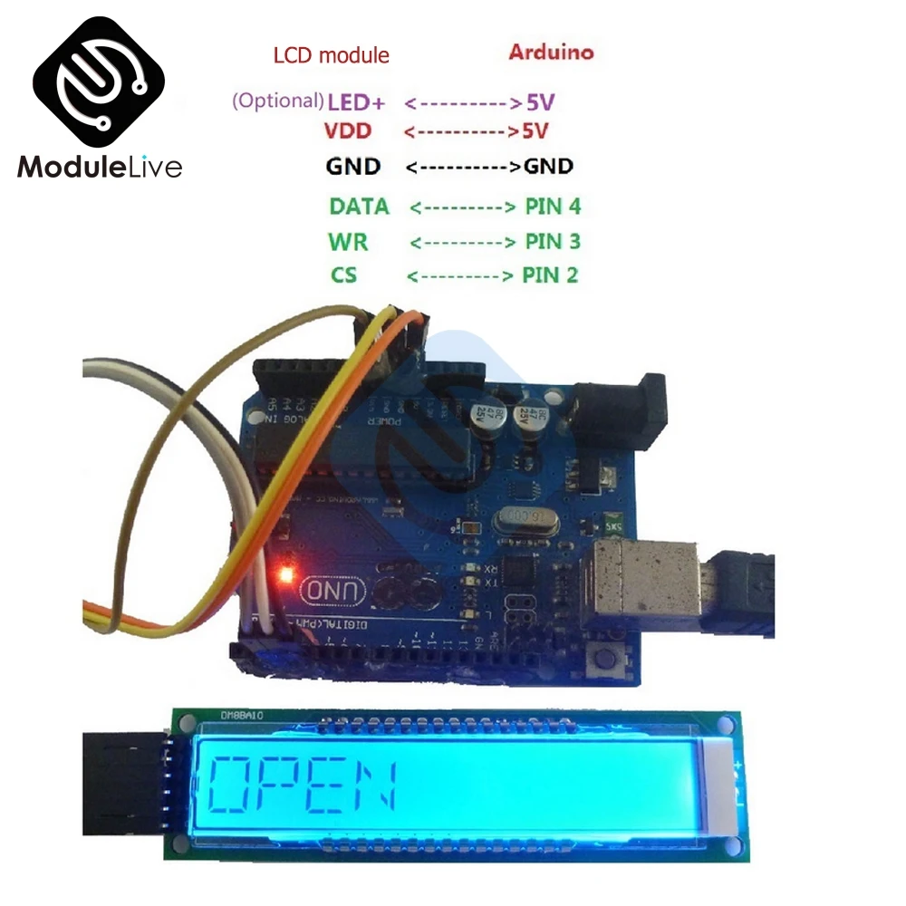 Odoukey LED-Modul 16 Segment Panel mit LCD-Display Dm8ba10 Kompatibel mit Ht1622 Grün 
