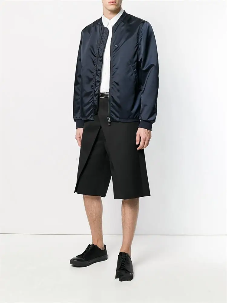 

New men's loose large size personality hair stylist broken hole splicing spring and summer irregular large size dress