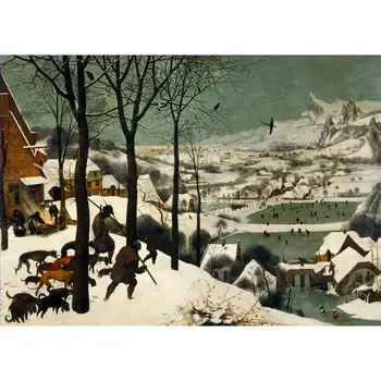

5 Hand Painted Art Paintings by Teachers - Hunters In Snow Flemish landscape Pieter Bruegel the Elder - Oil Painting on Canvas