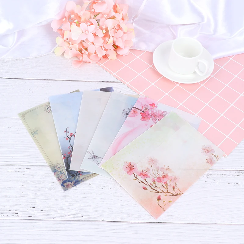 2pcs Romantic Envelope Sulfuric Acid Paper Message Card Letter Stationary Storage Paper Gift