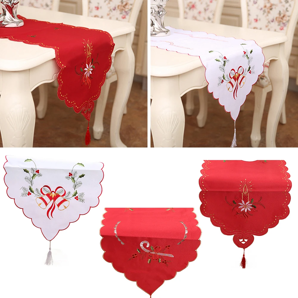 1 Roll Christmas Table Runner Embroidery Tablecloth Banquet Weddings Party Cover