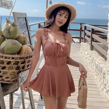 

Swimsuit One Piece Bikinis Female 2019 Push Up Beachwear Women's Beach Outings 2018 Woman Girl Feet New Ins Swimsuits With Skirt