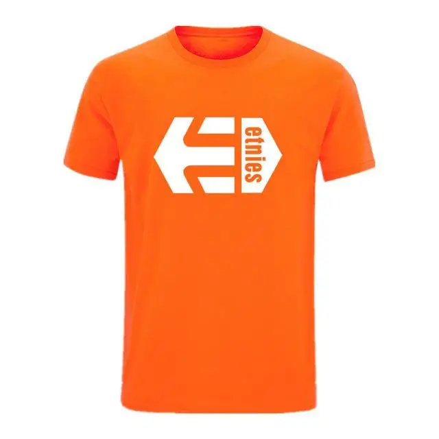 Orange-B Новая Однотонная футболка Etnies, Мужская черная и белая хлопковая футболка, летняя модная футболка для скейтборда, футболка для мальчиков, футболка для скейта, топы - Цвет: Orange-B