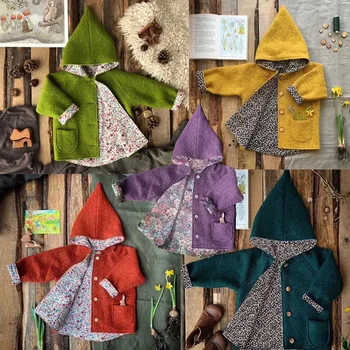 

Pre-sale Baby Boy Coat Girls Jackets 70% Wool Fabric Wool Tip Cap Floral Baby Girl Jacket Girls Coat