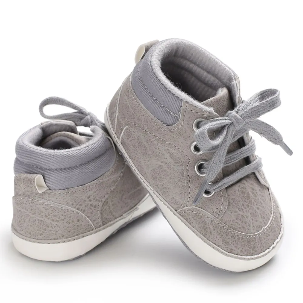 Милая детская обувь для маленьких мальчиков; теплая мягкая подошва, которые делают первые шаги; Повседневное кроссовки - Цвет: Серый