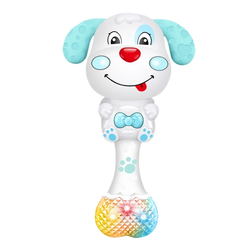 

Cartoon Puppy Baby Rattle with Music Light Teether Toy Gift Attracts Baby's Attention to Molars