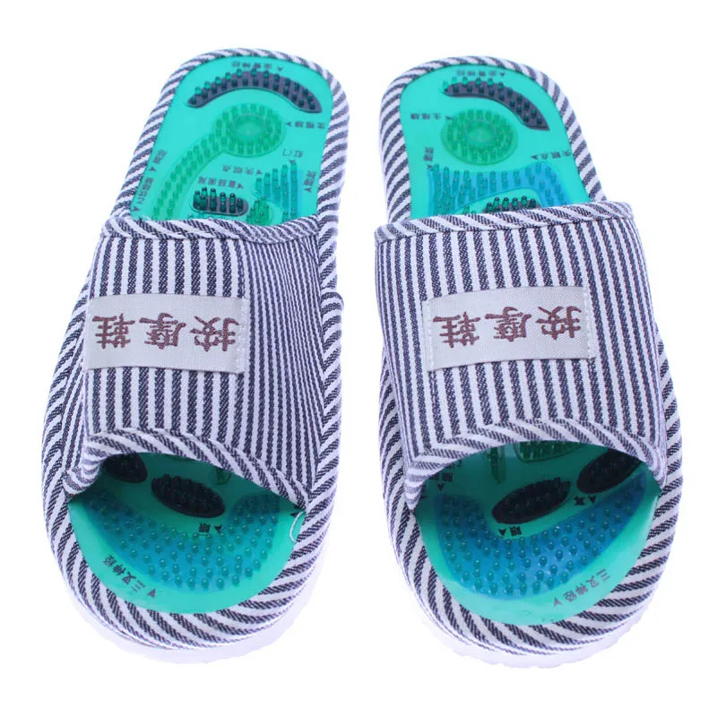 Massage Slippers Striped Reflexology Acupuncture Sandals Foot Acupoint Shoes for Women Men SAL99 - Цвет: Белый
