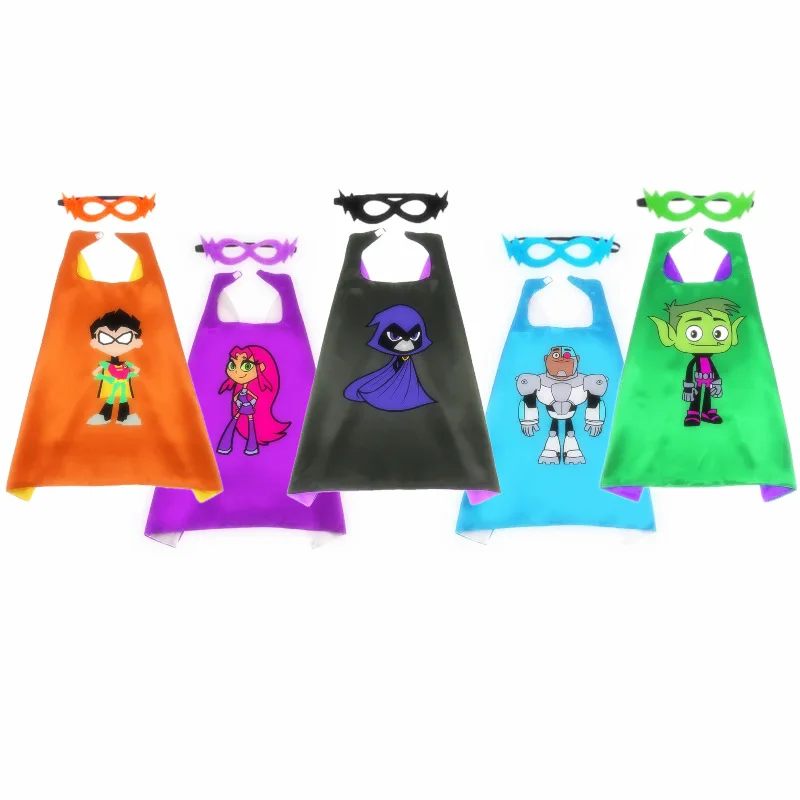 Teen Titans Toys Figure Robin Beast Boy Starfire Raven Cosplay Cloak Toy + Mask Christmas Halloween Toys For Kids Gifts Toy