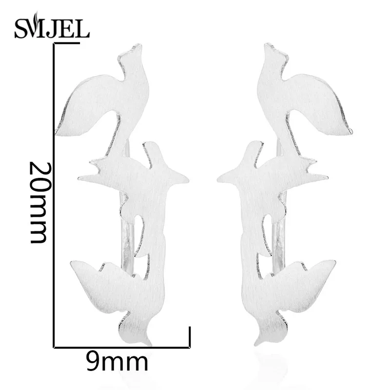 SMJEL, Модные Винтажные женские серьги в виде листьев, серьги в виде птиц, альпинистские серьги с четырьмя звездами, асимметричные в форме Луны, рождественские серьги - Окраска металла: Silver Earing473