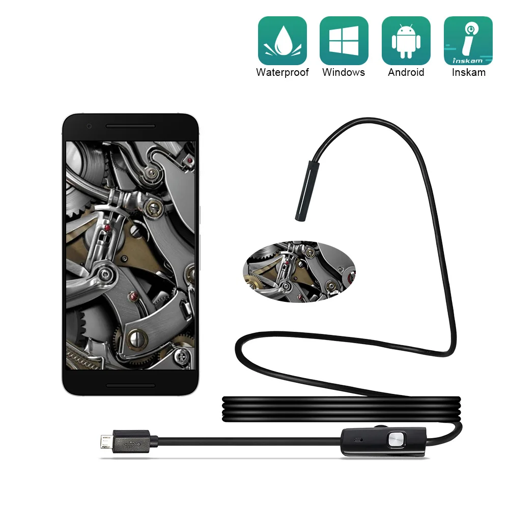 KERUI Android эндоскоп камера HD 480P IP67 водонепроницаемый жесткий кабель бытовой мини