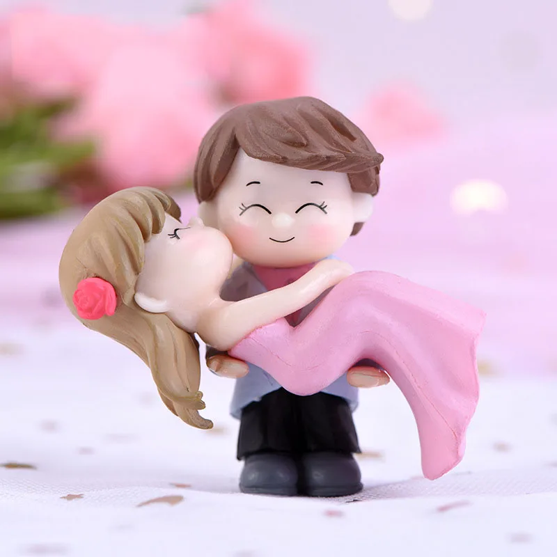 1 пара миниатюрных фигурок Marry me Sweety Lovers, сказочный садовый орнамент, Свадебные Рождественские украшения для дома, аксессуары - Цвет: blue pink 55X60mm