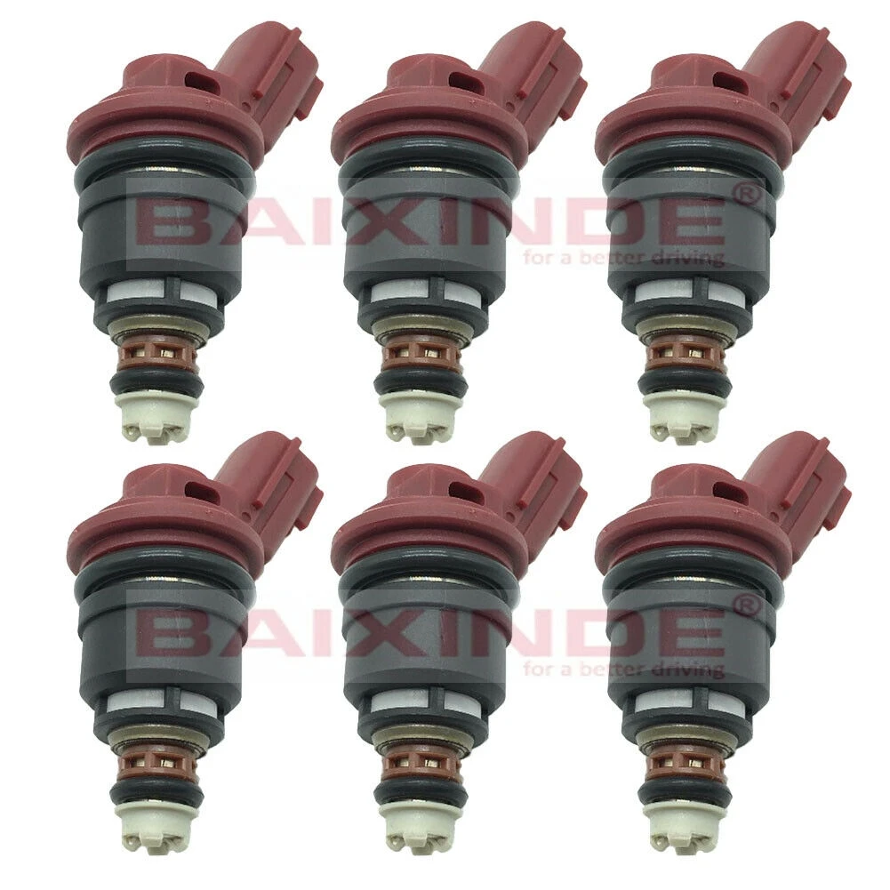 6x Fuel Injector 16600 RR544 For Nissan Skyline R33 RB25DE RB25DET Fairlady 300ZXSpark Plugs