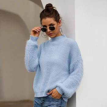 

2020 New Arrival Long-Sleeve Ladies Sweaters Warm Winter Pullovers for Female Solid Women's Black Sweaters