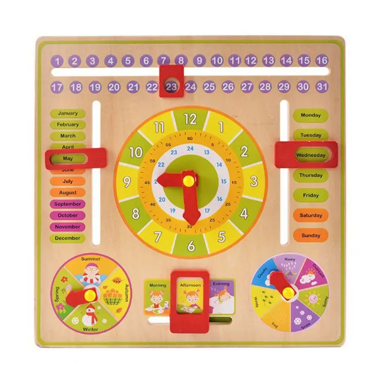 

Baby Toy Calendar / Learning Time Child Wooden Clock Toy Time / Week Cognitive Early Education Assisted Teaching