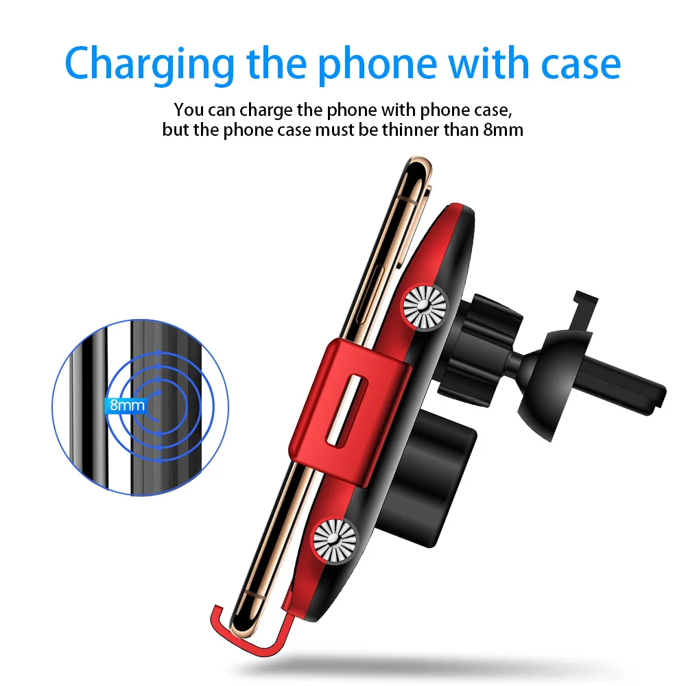 Qi Wireless Car Charger Mount Phone Holder For Samsung Note 10 Huawei iPhone Xr Xiaomi Automatic Clamping Induction Fast Charge