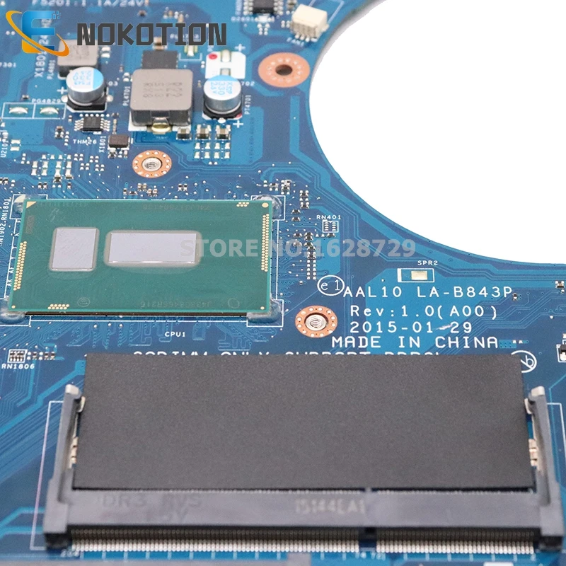 NOKOTION материнская плата для ноутбука Dell inspiron 5458 5558 5758 Материнская плата ноутбука CN-0RC3PN 0RC3PN AAL10 LA-B843P SR23W I7-5500U Процессор