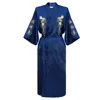 Kimono Bathrobe Gown Home Clothing PLUS SIZE 3XL Chinese men Embroidery Dragon Robe Traditional Male Sleepwear Loose Nightwear ► Photo 3/6