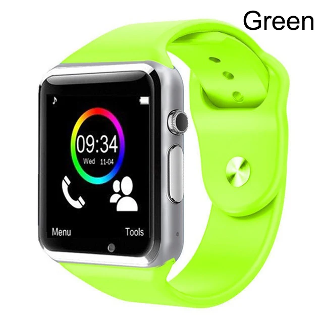 Green Умные часы A1 с камерой, сенсорным экраном, поддержкой SIM, Bluetooth, умные часы, водонепроницаемые, спортивные, с шагомером, для Android, iOS - Цвет: Green