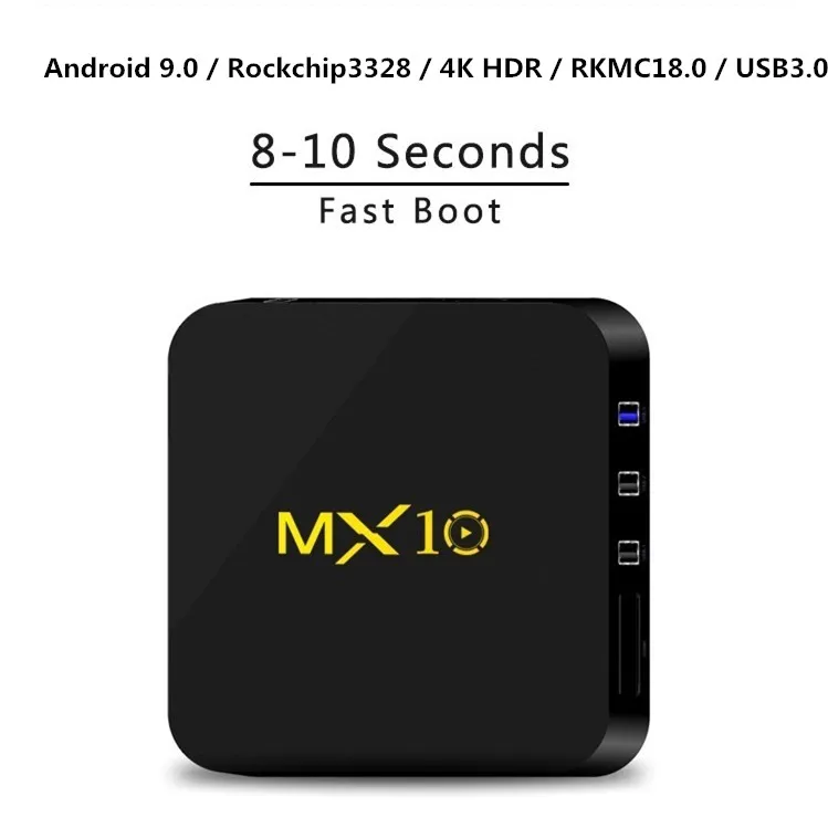 MX10 Android 9,0 ТВ коробка RK3328 4 Гб ОЗУ 32 ГБ/64 GB 4K H.265 HDR10 2,4 ГГц WI-FI USB 3,0 Smart IPTV Set-top Box