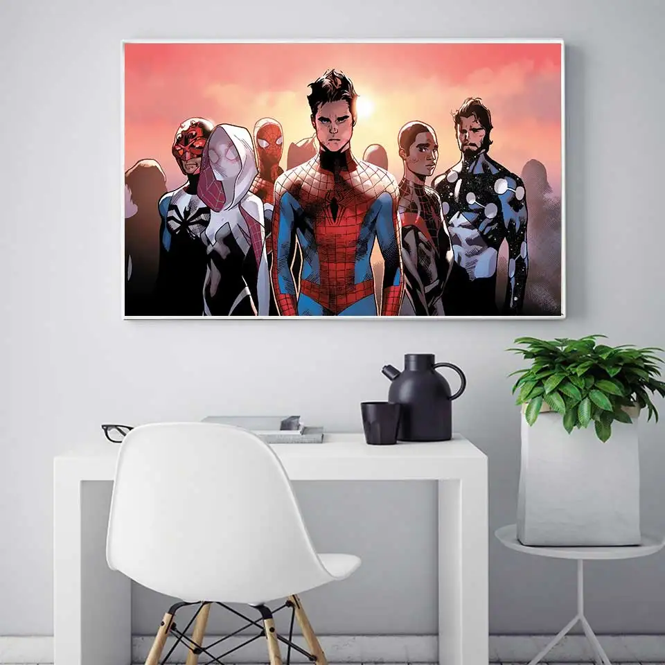Человек-паук Горячая Marvel супергерой комикс фильм художественная живопись шелк Холст плакат Настенная картина украшение для комнаты мальчиков живопись