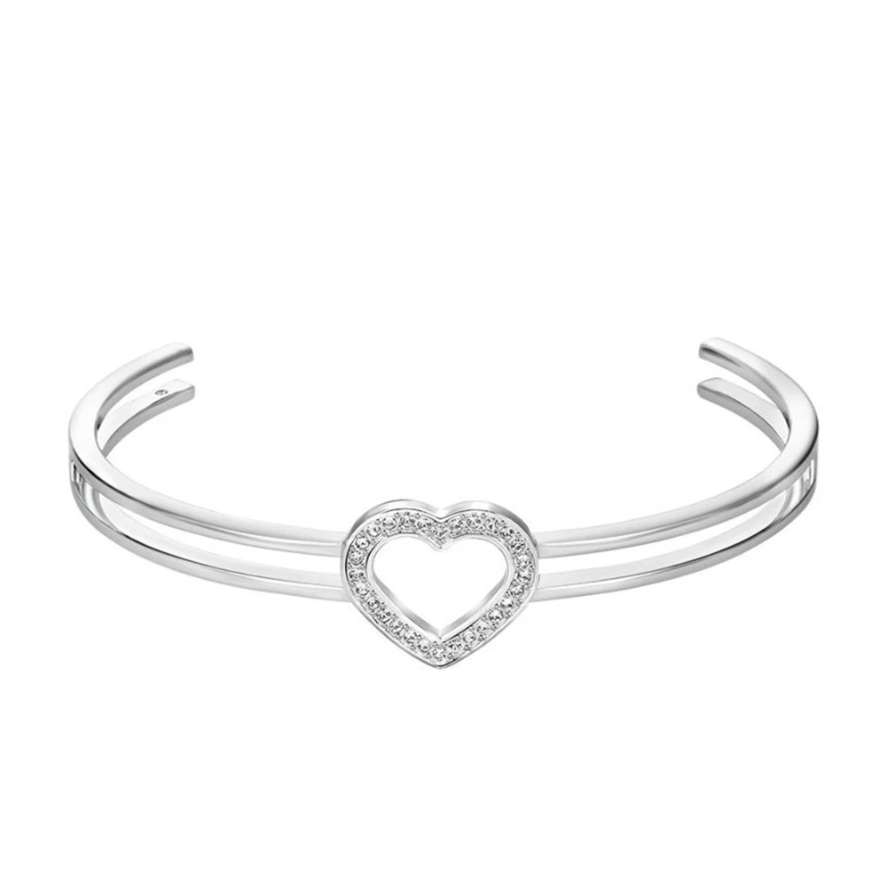 SWA New Cupid Bangle Double Color Heart Combination Elegant Love Pattern Crystal Give Lovers Best Commemorative Gift Set