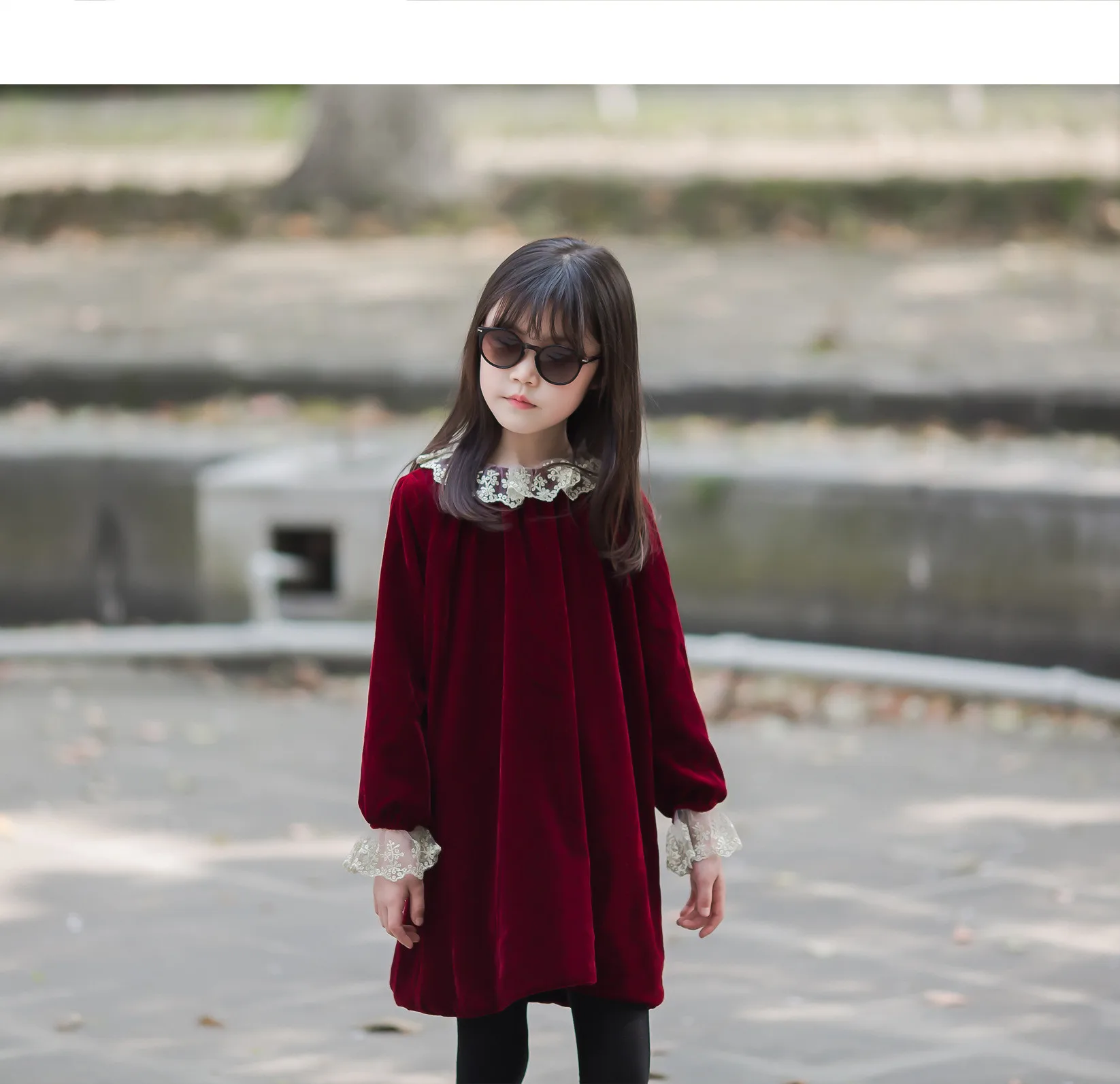 New 2021 Children Lace Patchwork Dress Autumn &ampamp Winter Girl Velvet Baby Princess Toddler Clothes | Детская одежда и обувь
