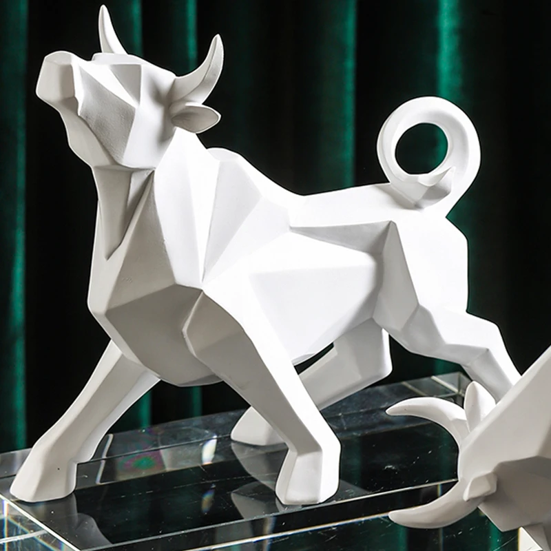 Фигурки быка арт геометрической формы Резина Bison Скульптура животных украшения