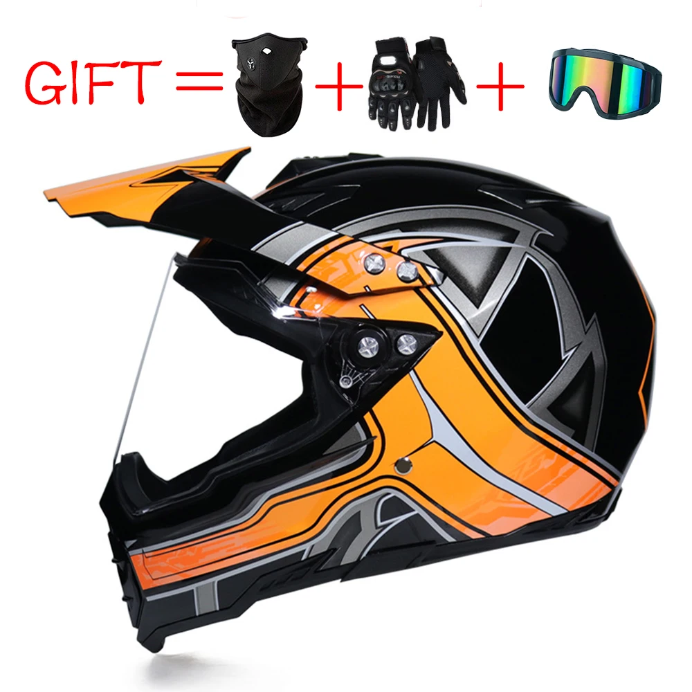 Гоночный Кроссовый мотоциклетный шлем DOT Casque Moto Capacete Moto Casco бездорожье полное лицо винтажный Кроссовый шлем для женщин 3 подарка