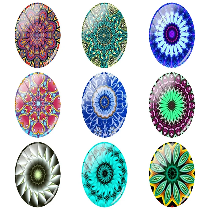 

JWEIJIAO Flower Beautiful Decorative Pattern Oval Shaped Glass Dome Flat Back Fashion Charm Jewelry DIY Making Accessories NS323
