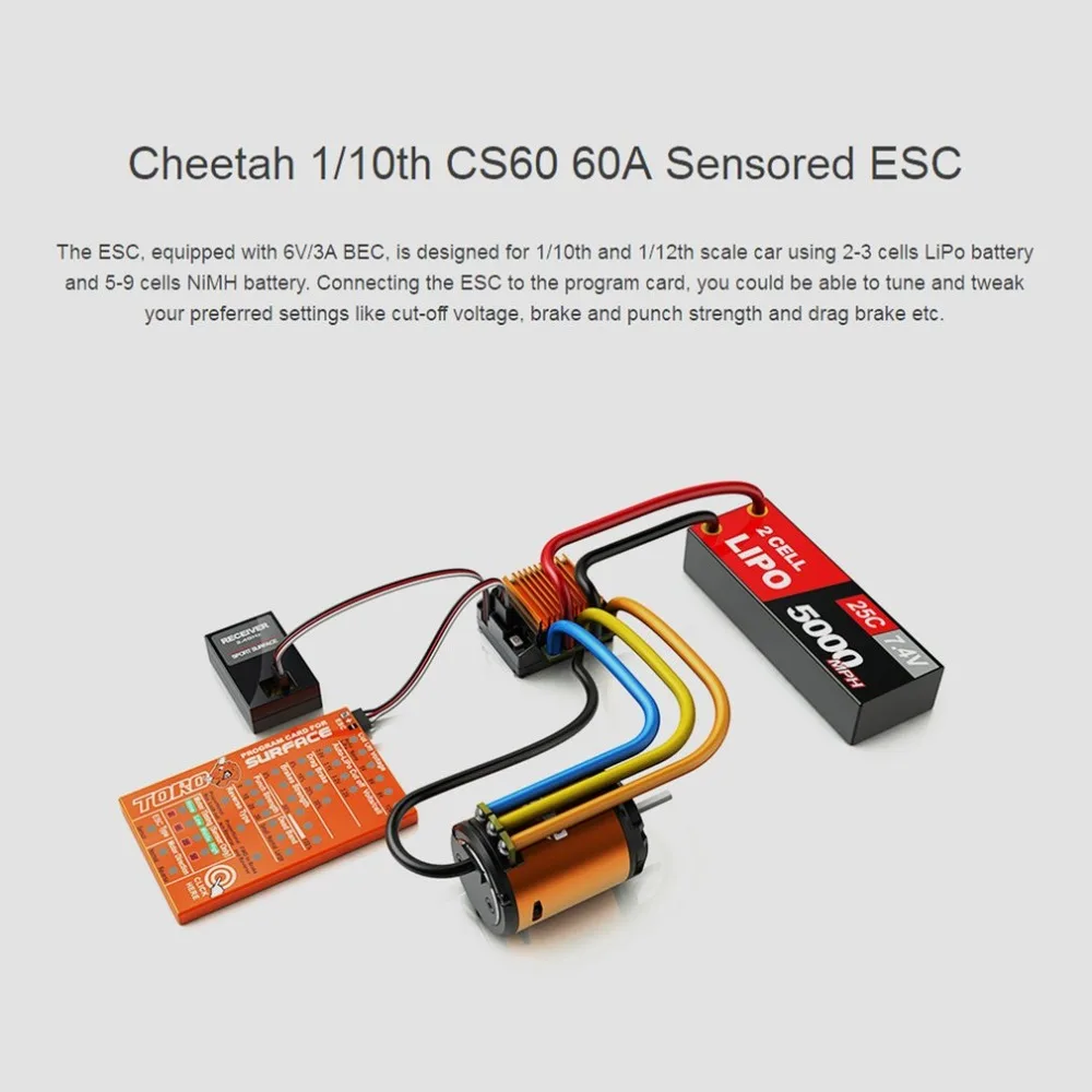 SKYRC 4000KV 8,5 T 2P сенсорный бесщеточный двигатель+ CS60 60A сенсорный ESC+ светодиодный набор карт для 1/10 1/12 RC багги автомобиль