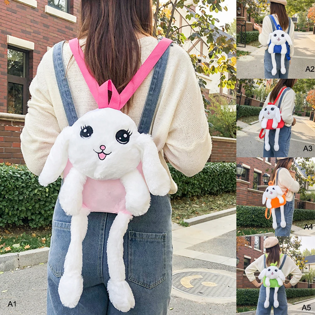 LED Glowing Plush Backpack Doll Toys Shoulder Bag Pinching Ear to Move Cartoon Kindergarten Rabbit for Kids Gift | Игрушки и хобби