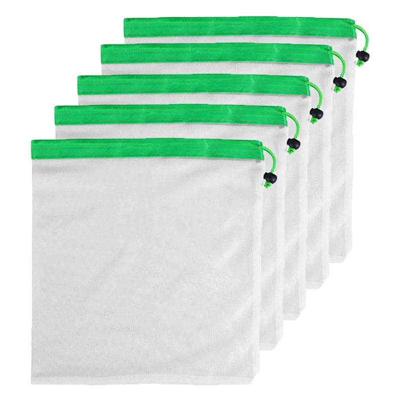 

5 Pcs/lot Reusable Mesh Produce Bags Washable Bags Grocery Shopping Storage Fruit Vegetable Toys Sundries Organizer Storage bag