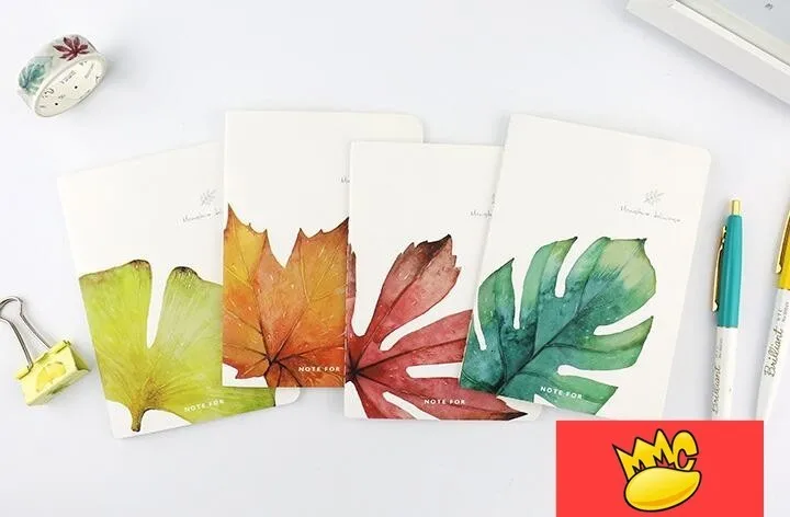 "One Leaf" мини-блокнот, набор из 4 милых бумажных блокнотов, планировщик, карманный блокнот для школы, учебы, путешествий
