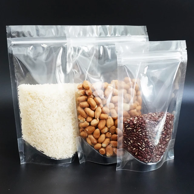 Resealable Ziplock Bags, Stand Up Pouch Clear Transparent Plastic