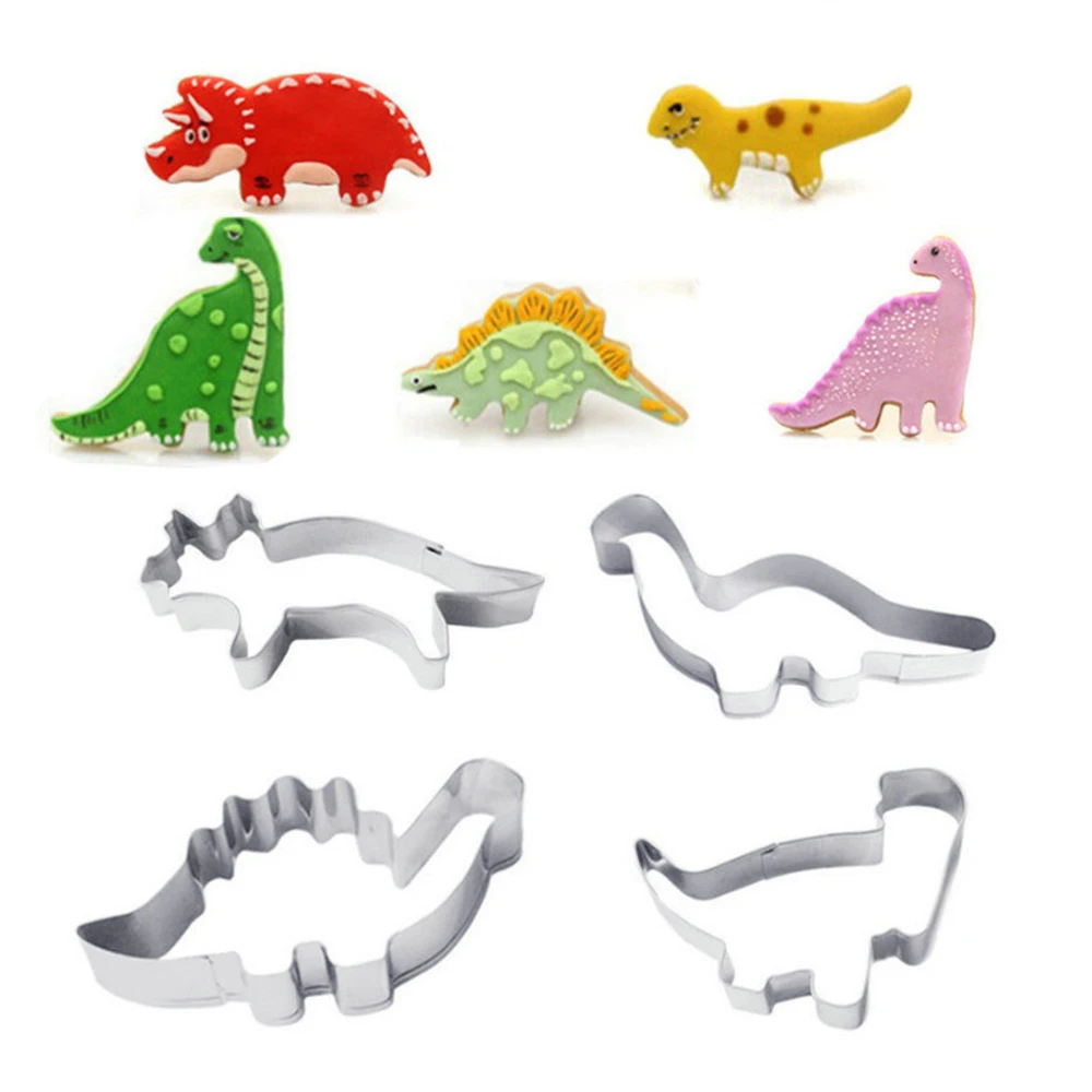 

New 4pcs/set Dinosaur Animal Cookie Mould Cutter Stainless Steel Biscuit Gingerbread Mold Gadget DIY Kitchen Pastry Baking Tools