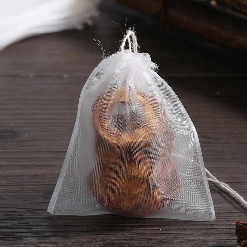 Transparent Nylon Teabags Empty Tea Bags Disposable Nylon Tea Bags with String Heal Seal Filter Bag for Spice Herb Loose disposable tea bags disposable tea filter bags