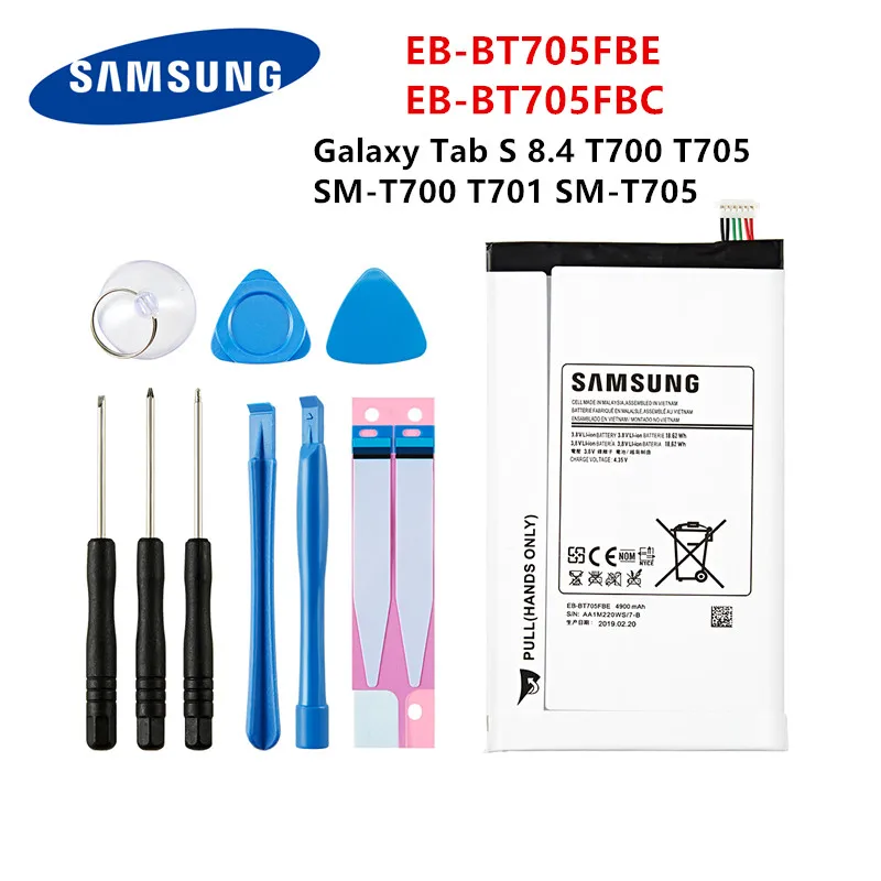 

SAMSUNG Orginal Tablet EB-BT705FBE EB-BT705FBC 4900mAh battery For Samsung Galaxy Tab S 8.4 T700 T705 T700 T701 SM-T705 +Tools