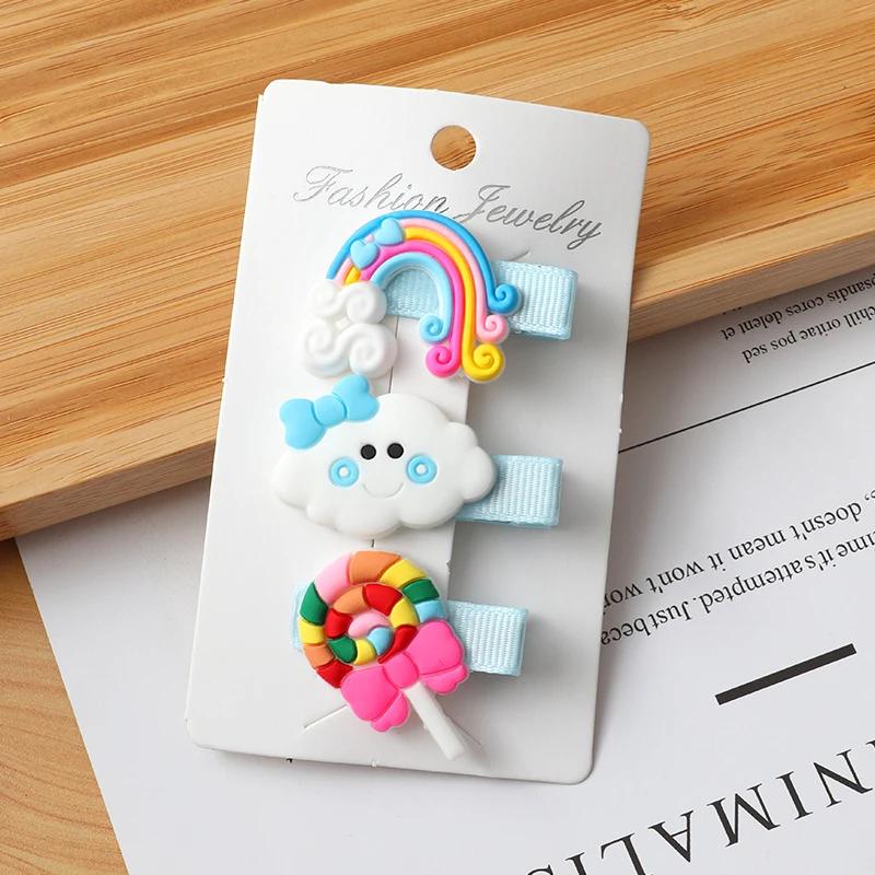 cnhairaccessories 4pcs Candy Rainbow Cloud Hair Clips