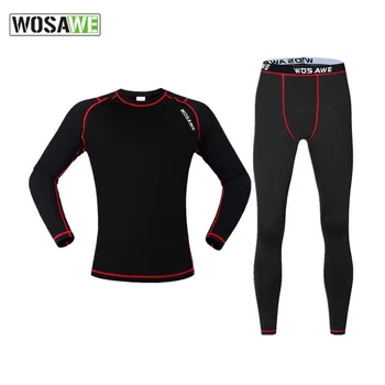 

WOSAWE Mountain Bike Cycling Jersey Long Sleeve Tops Trousers Fleece Thermal Sports Underwear Set long sleeve cycling jersey