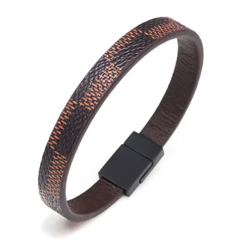 

Fashion Leather Bracelet Charm Classic Black Brown PU Men's Bracelet Magnet Buckle Bracelets for Men and Women Jewelry Gift