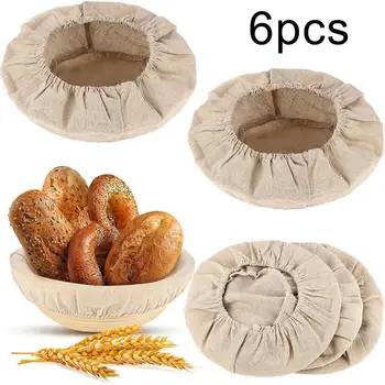 

6Pcs Dough Bread Proofing Proving Baskets Fermentation Wicker Basket Cloth Cotton Liner Cover Kitchen Supplies Bread Baskets