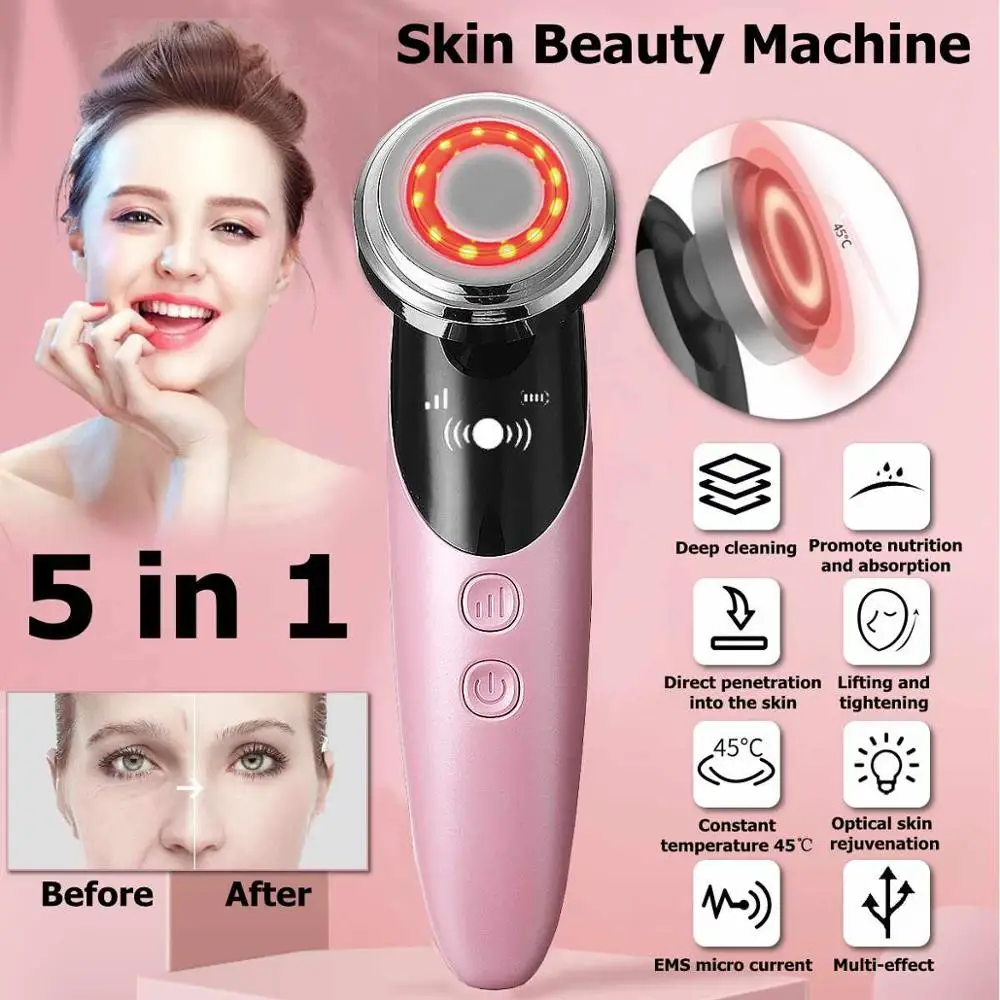 

Face Skin EMS Mesotherapy Electroporation RF Radio Frequency Facial LED Photon Skin Care Device Face Lift Tighten Beauty Machine