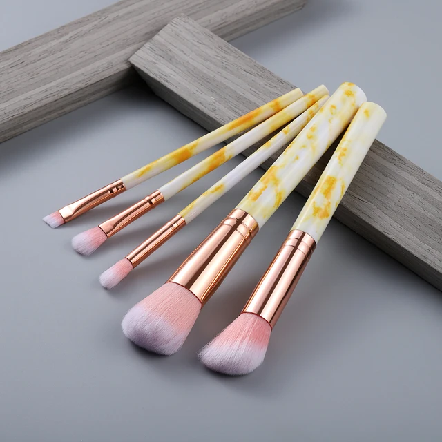 FLD 5/15Pcs Makeup Brushes Tool Set Cosmetic Powder Eye Shadow Foundation Blush Blending Beauty Make Up Brush Maquiagem 5psc yellow