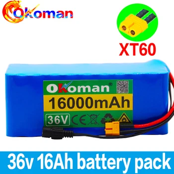 

36V 10S4P 16Ah 500W high capacity 42V 18650 lithium battery pack 16000mAh electric bicycle scooter with BMS XT60 Plug