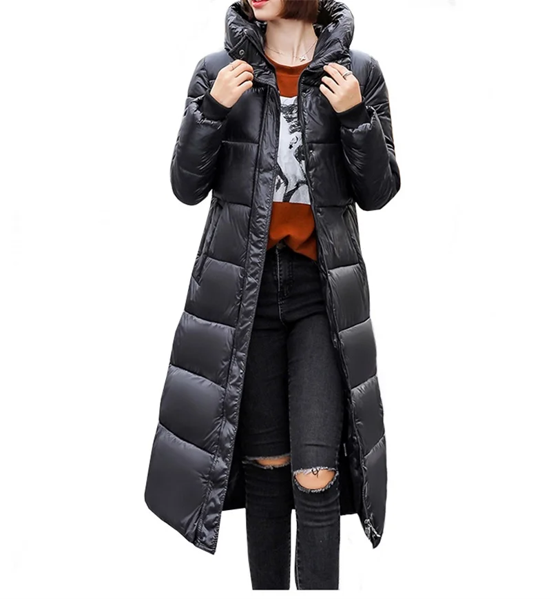 

JFYYHZ New White Duck Down Jacket Women Thick Long Sleeve Winter Coat Women Hooded Korean Female Puffer Jacket Doudoune Femme