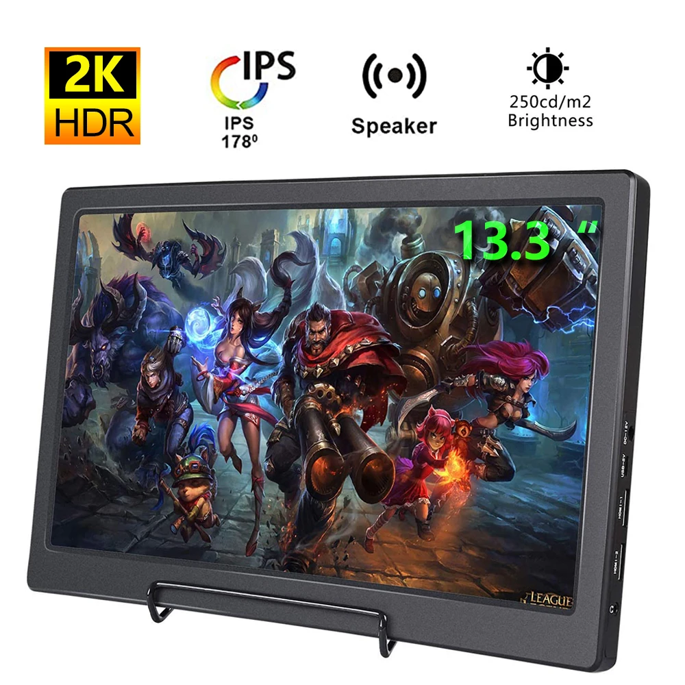 

13.3" 2K Portable Monitor 2560x1440 Mini LCD Monitor HDMI LCD Display for PS3/4 Xbox360 LED Video Computer laptop Raspberry Pi