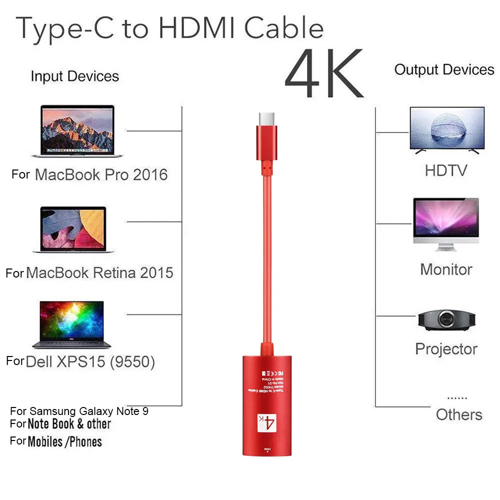 AUX аудио кабель USB 3,1 type C USB-C к HDMI 4K HDTV Кабель-адаптер для samsung Galaxy Note 9 оптовый поставщик дропшиппинг